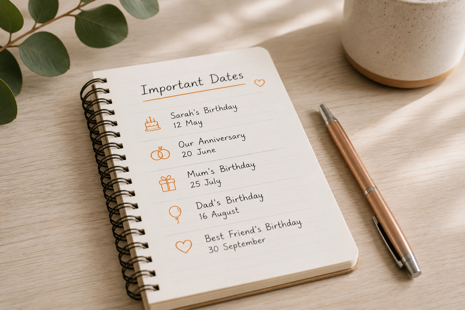 Add contacts and events