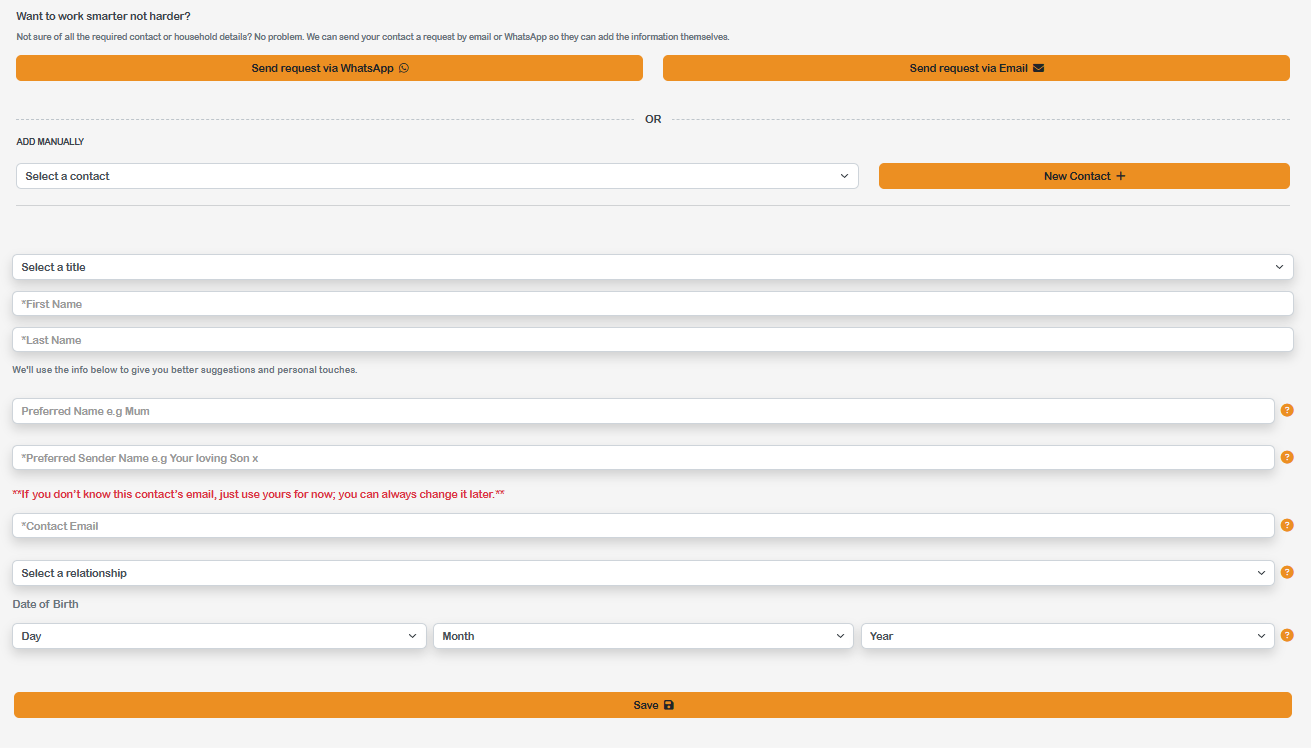 Household entry form